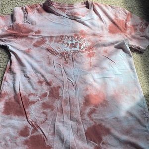 Pink marble obey tshirt women’s xs